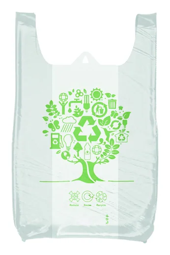 Bolsa de plástico biodegradable tipo camiseta